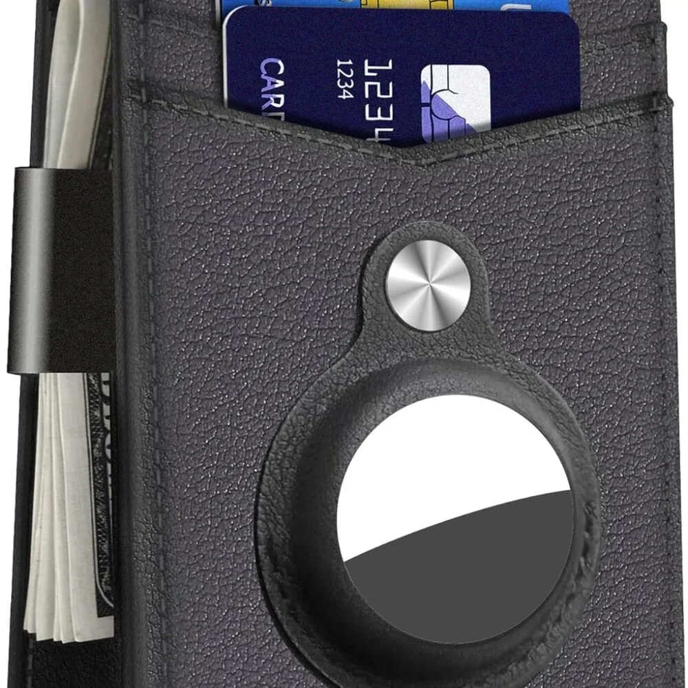 Mens Slim Bifold Wallet With Integrated Case Holder for AirTag